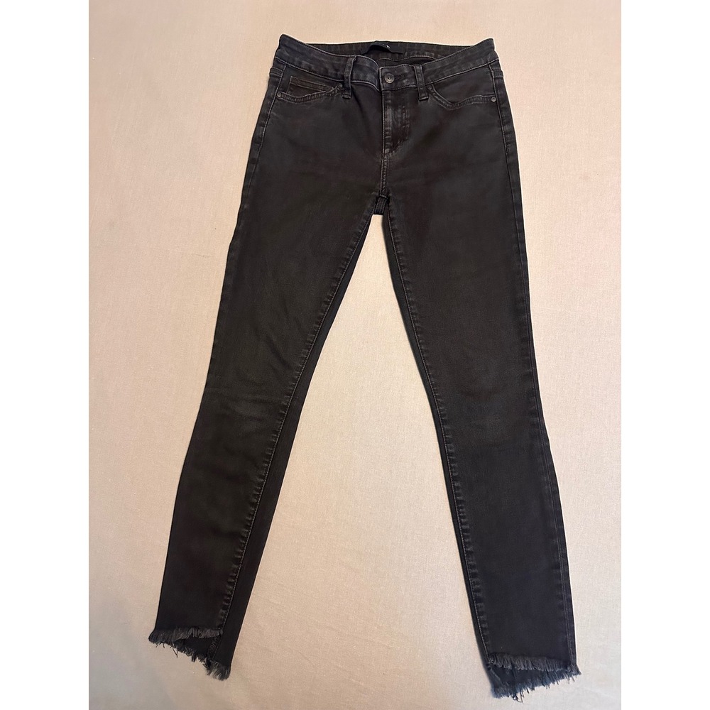 Joes Jeans Womens Skinny Ankle Frayed Step Hem Black Denim Jeans Size 27